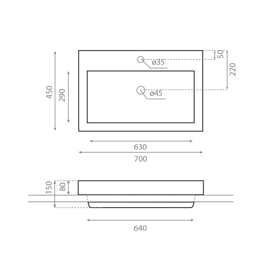 Bathco 0023 - Recessed washbasin MANCHESTER 70 x 45 cm, white porcelain