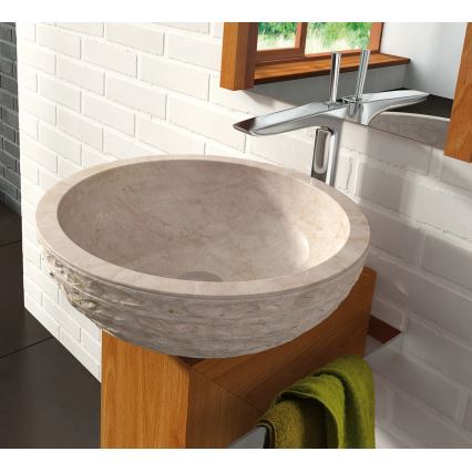 Bathco 00318 - PUKET Countertop Basin Ø 45 cm Stone/Beige