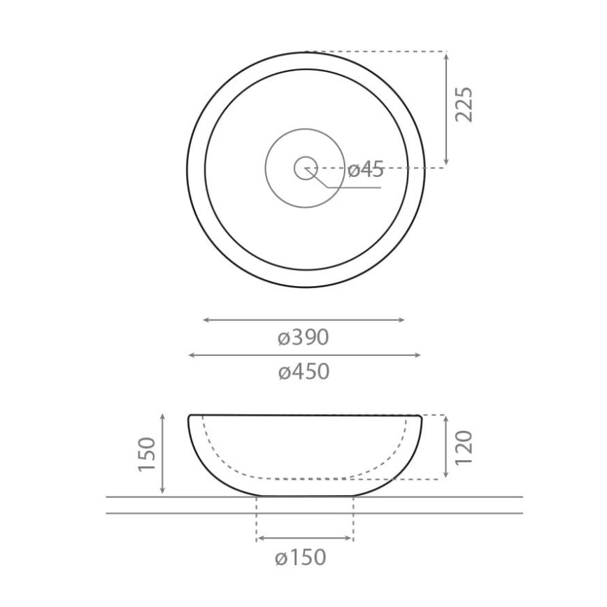 Bathco 00318 - PUKET Countertop Basin Ø 45 cm Stone/Beige