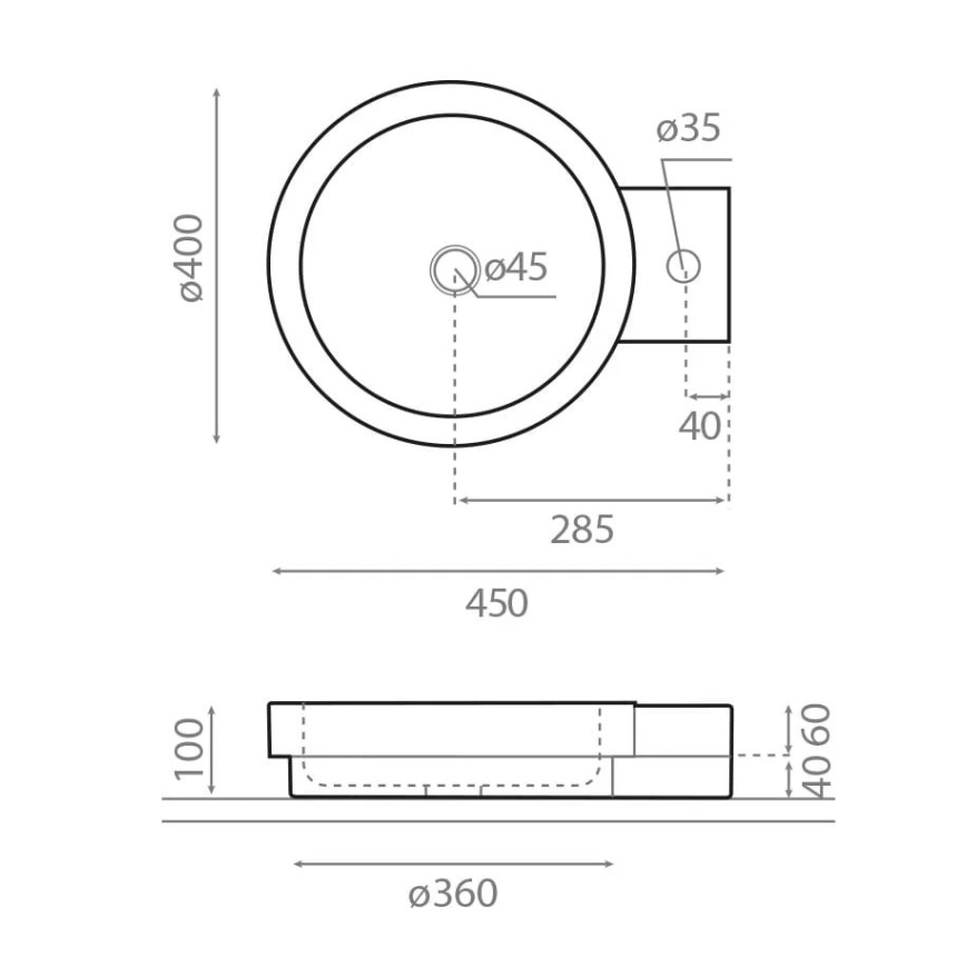 Bathco 00339 - ICONO Countertop Basin 40x45 cm Stone/Grey