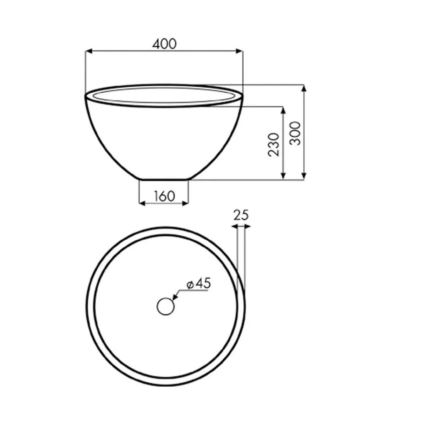 Bathco 00374 - MIRAGE Built-in Countertop Basin Ø 40 cm, Stone/Gray