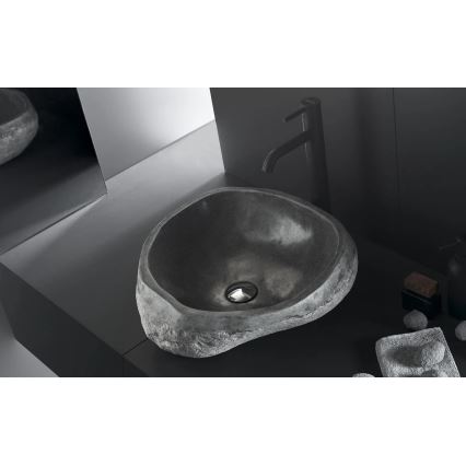 Bathco 00393 - RIO 52 x 47 cm Countertop Basin, Stone/Grey
