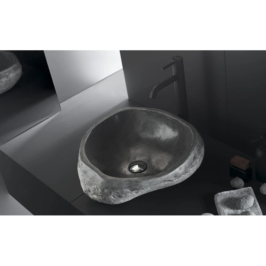 Bathco 00393 - RIO 52 x 47 cm Countertop Basin, Stone/Grey
