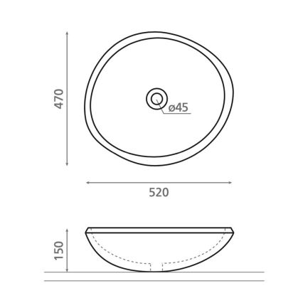 Bathco 00393 - RIO 52 x 47 cm Countertop Basin, Stone/Grey