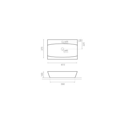 Bathco 0041 - Countertop basin SARDINERO 61,5x37,5 cm porcelain/white