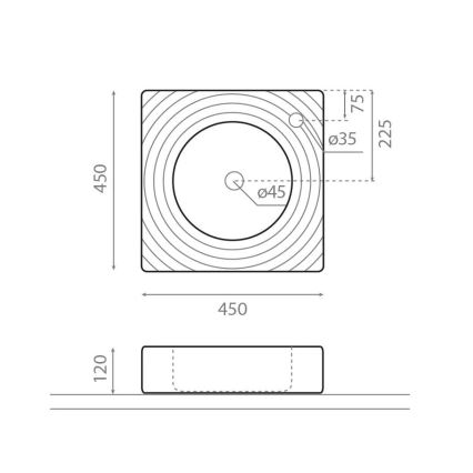 Bathco 0081 - GOTA Countertop Basin 45 x 45 cm porcelain/white