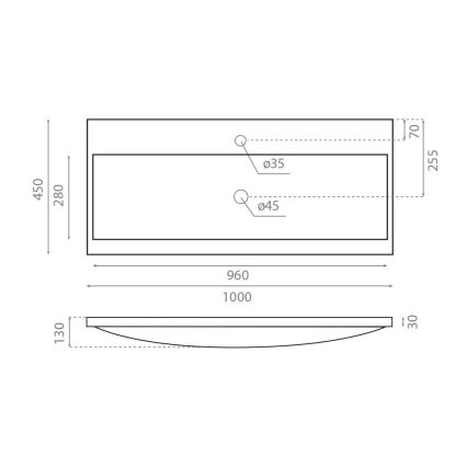 Bathco 0506 - Recessed washbasin MANHATTAN 100x45 cm resin/white