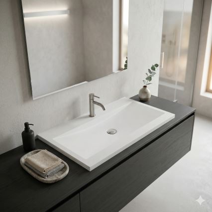 Bathco 0506 - Recessed washbasin MANHATTAN 100x45 cm resin/white