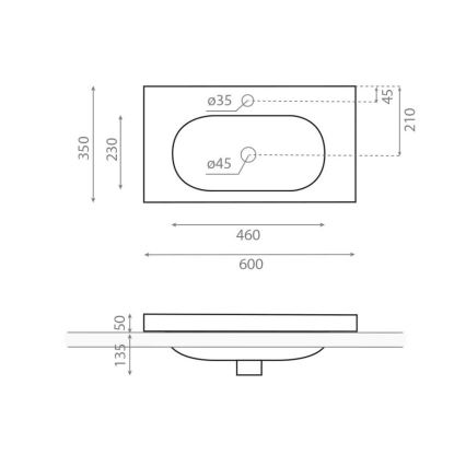 Bathco 0516 - Undermount washbasin ICE 60x35 cm resin/white