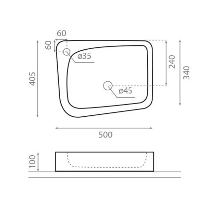 Bathco 4001 - ARAGON Countertop Basin 50 x 40.5 cm porcelain/white