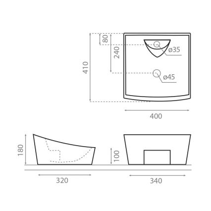 Bathco 4002 - SORIA Countertop Basin 40x41 cm Porcelain/White