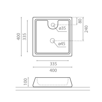 Bathco 4003 - GALICIA Countertop Basin 40x40 cm, Porcelain/White