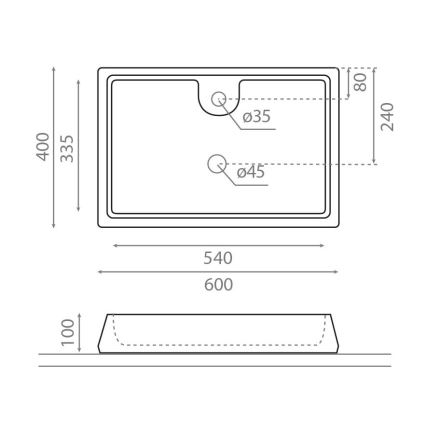 Bathco 4004 - GALICIA Countertop Basin 60x40 cm Porcelain/White
