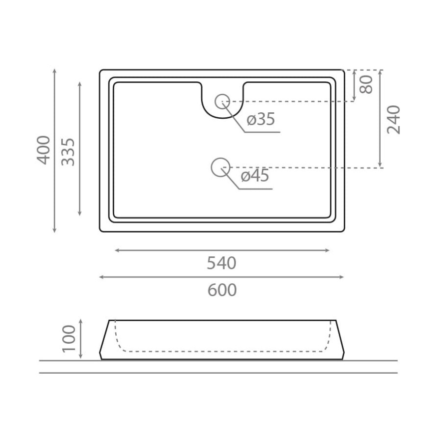 Bathco 4004 - GALICIA Countertop Basin 60x40 cm Porcelain/White