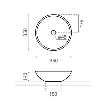 Bathco 4015 - CASTELLON Above-counter Basin Ø 35 cm porcelain/white