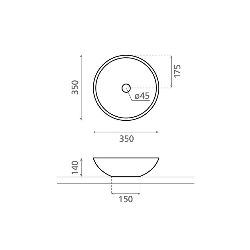 Bathco 4015 - CASTELLON Above-counter Basin Ø 35 cm porcelain/white