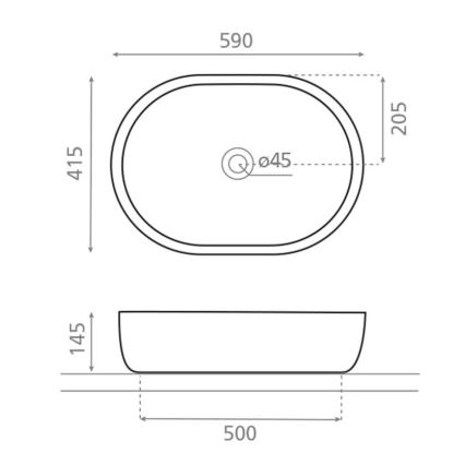 Bathco 4037 - TOULOUSE Countertop Basin 59 x 41.5 cm, porcelain/white
