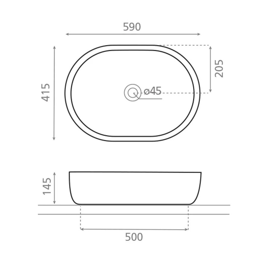 Bathco 4037 - TOULOUSE Countertop Basin 59 x 41.5 cm, porcelain/white