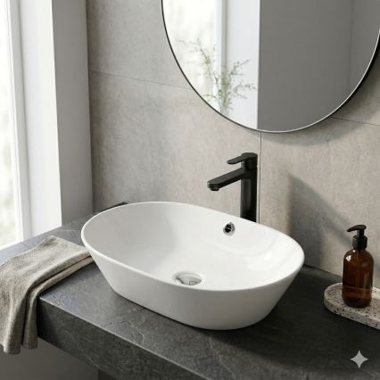Bathco 4038 - TOULOUSE Countertop Basin 59 x 42 cm, Porcelain / White