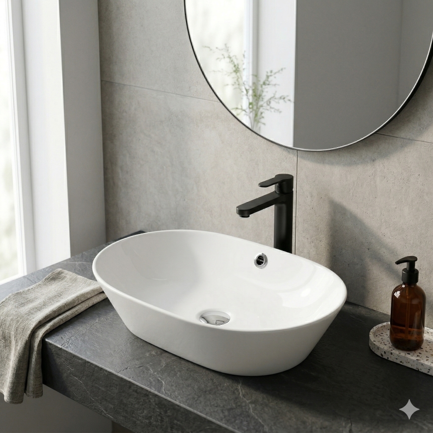 Bathco 4038 - TOULOUSE Countertop Basin 59 x 42 cm, Porcelain / White