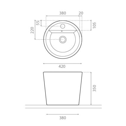 Bathco 4057 - FLORENCIA Countertop Basin, Ø 42 cm, Porcelain/White