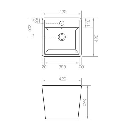 Bathco 4059 - GENOVA 42x42 cm Countertop Basin, Porcelain/White