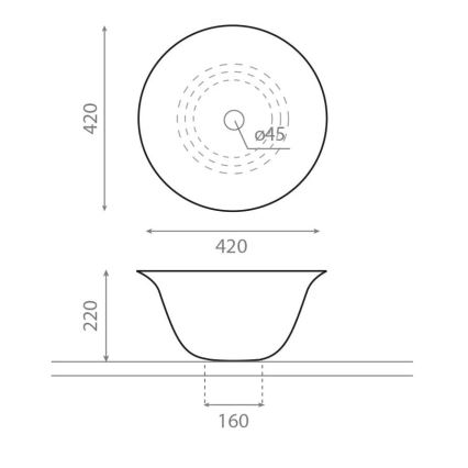 Bathco 4062 - NORDIC Countertop Basin Ø 42 cm, porcelain/white
