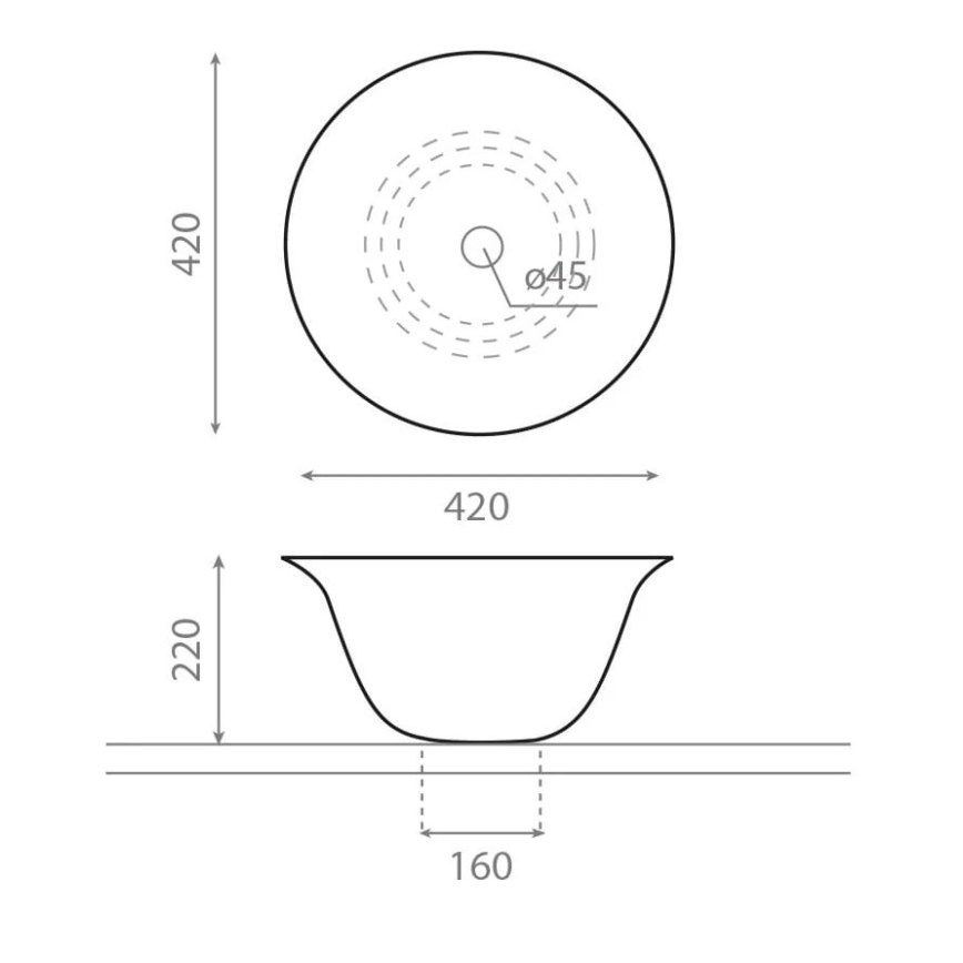 Bathco 4062 - NORDIC Countertop Basin Ø 42 cm, porcelain/white