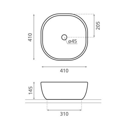 Bathco 4071 - OLEA Countertop Basin 41x41 cm porcelain/white