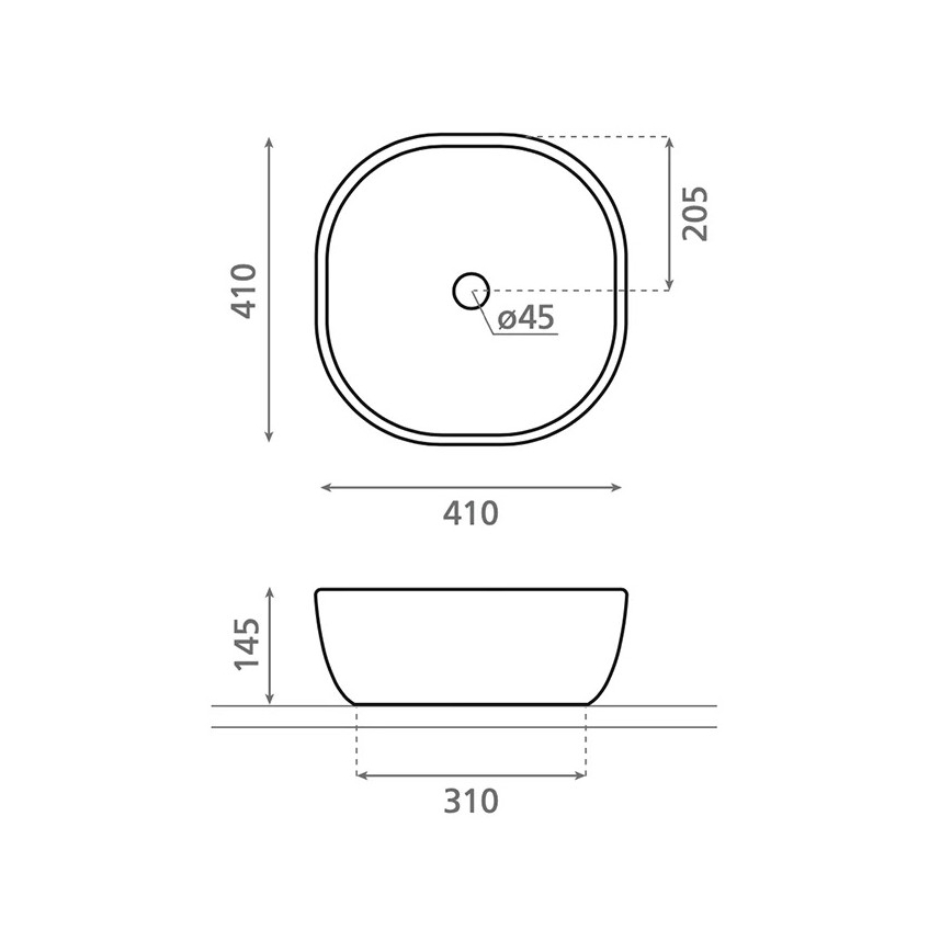 Bathco 4071 - OLEA Countertop Basin 41x41 cm porcelain/white