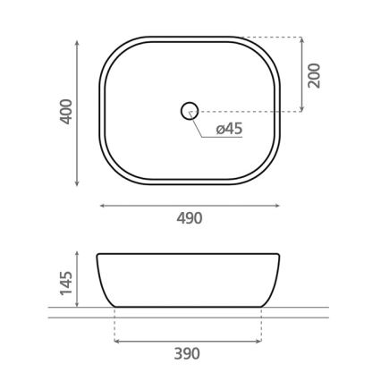 Bathco 4072 - OLEA Countertop Basin 49x40 cm Porcelain/White