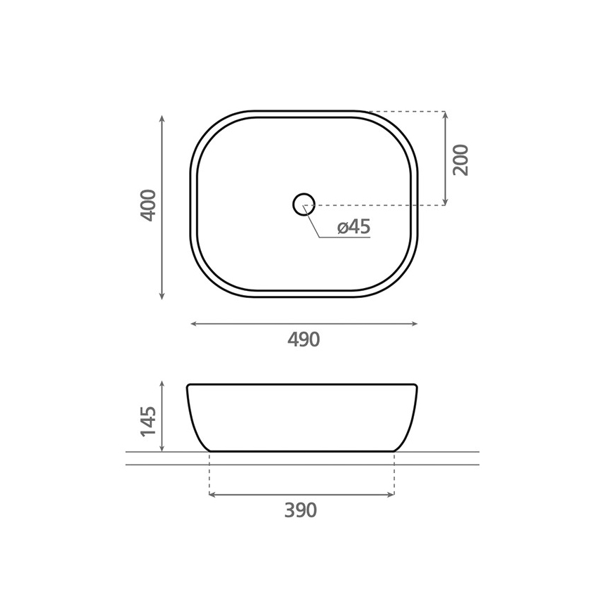 Bathco 4072 - OLEA Countertop Basin 49x40 cm Porcelain/White