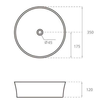 Bathco 4086 - Countertop basin VOLTA Ø 35 cm porcelain/white