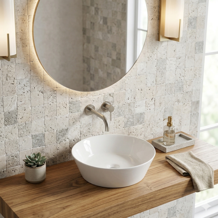 Bathco 4087 - VOLTA Above-counter Basin Ø 42 cm Porcelain/White