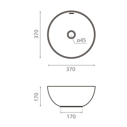 Bathco 4131 - BARI countertop basin Ø 37 cm porcelain/white