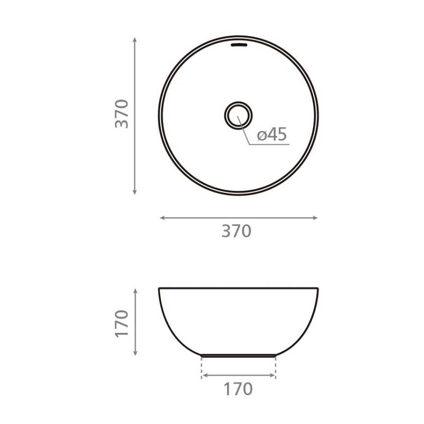 Bathco 4131 - BARI countertop basin Ø 37 cm porcelain/white