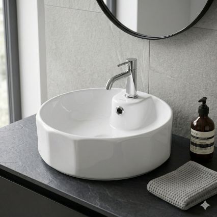 Bathco 4158 - CIRCUS Countertop Basin Ø 42 cm, Porcelain/White