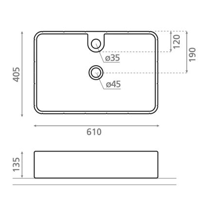 Bathco 4161 - Countertop Basin CIRCUS 61x40,5 cm porcelain/beige