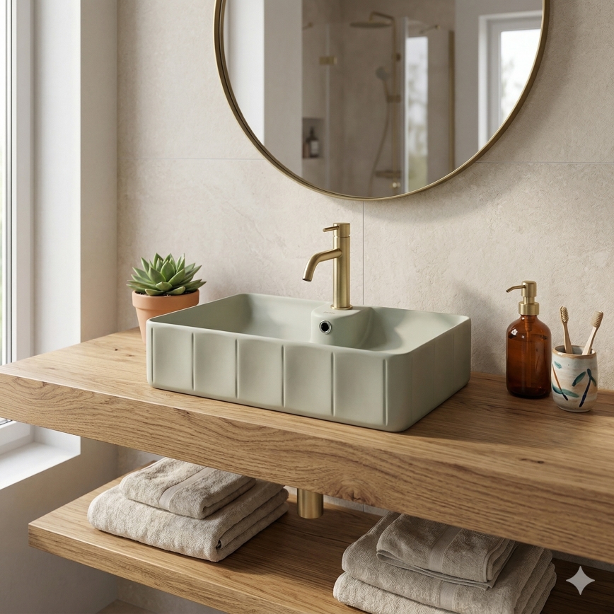 Bathco 4161 - Countertop Basin CIRCUS 61x40,5 cm porcelain/beige