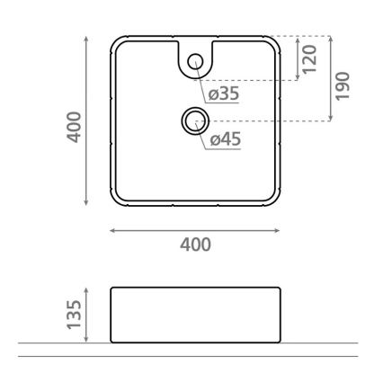 Bathco 4162 - CIRCUS Countertop Basin 40x40 cm Porcelain/Beige
