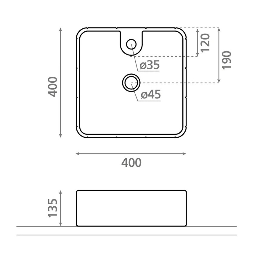Bathco 4162 - CIRCUS Countertop Basin 40x40 cm Porcelain/Beige