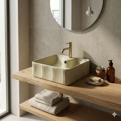 Bathco 4162 - CIRCUS Countertop Basin 40x40 cm Porcelain/Beige