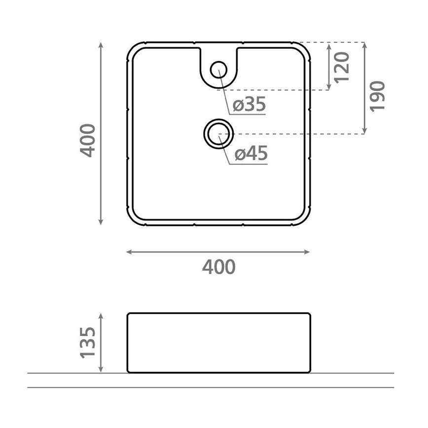 Bathco 4163 - CIRCUS Countertop Basin 40x40 cm porcelain/white