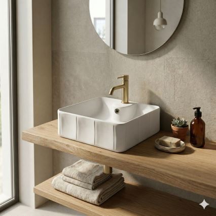 Bathco 4163 - CIRCUS Countertop Basin 40x40 cm porcelain/white