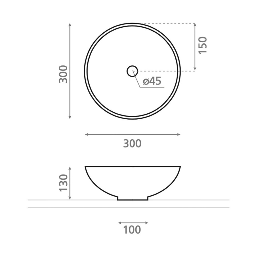 Bathco 4914 - DAKAR Countertop Basin, diam. 30 cm, porcelain/white