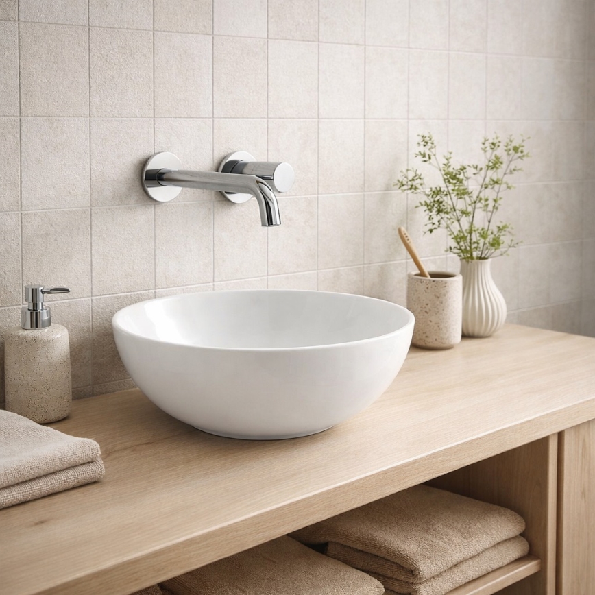 Bathco 4914 - DAKAR Countertop Basin, diam. 30 cm, porcelain/white