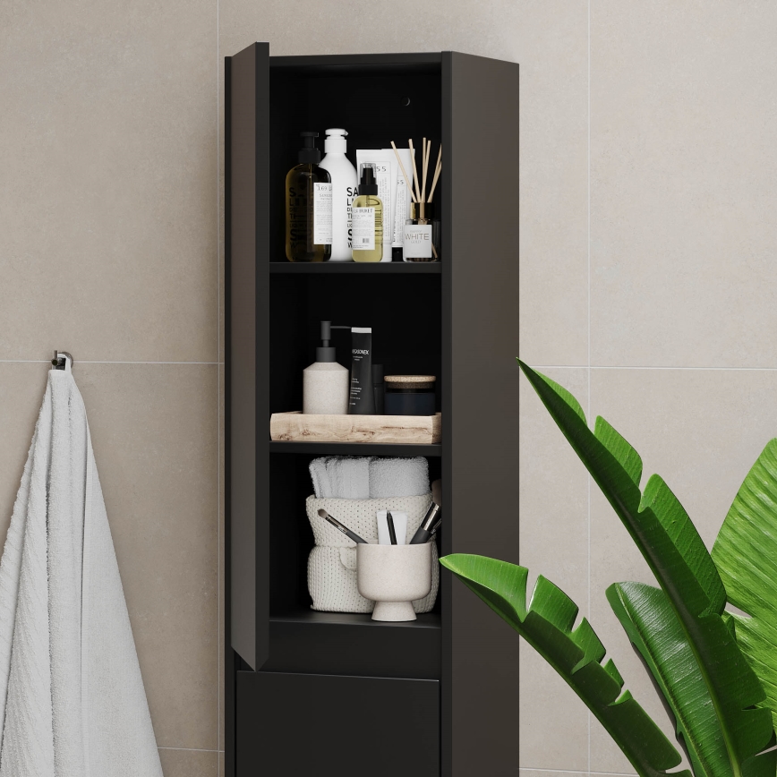Bathroom cabinet TRONDHEIM 35x174x30 cm, black