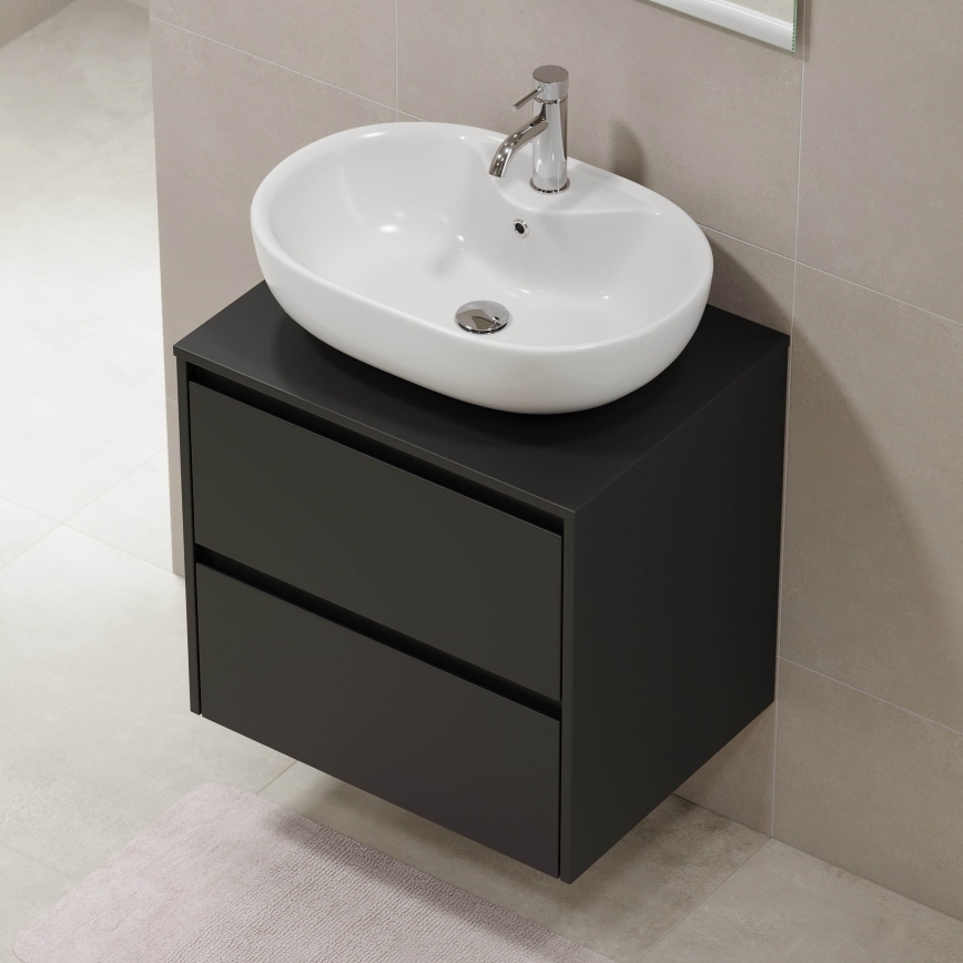 Bathroom cabinet TRONDHEIM for washbasin 60x57x46 cm black