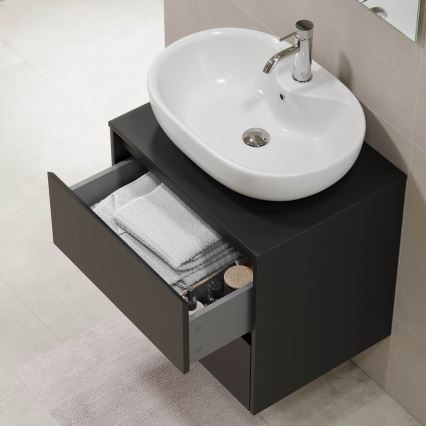 Bathroom cabinet TRONDHEIM for washbasin 60x57x46 cm black