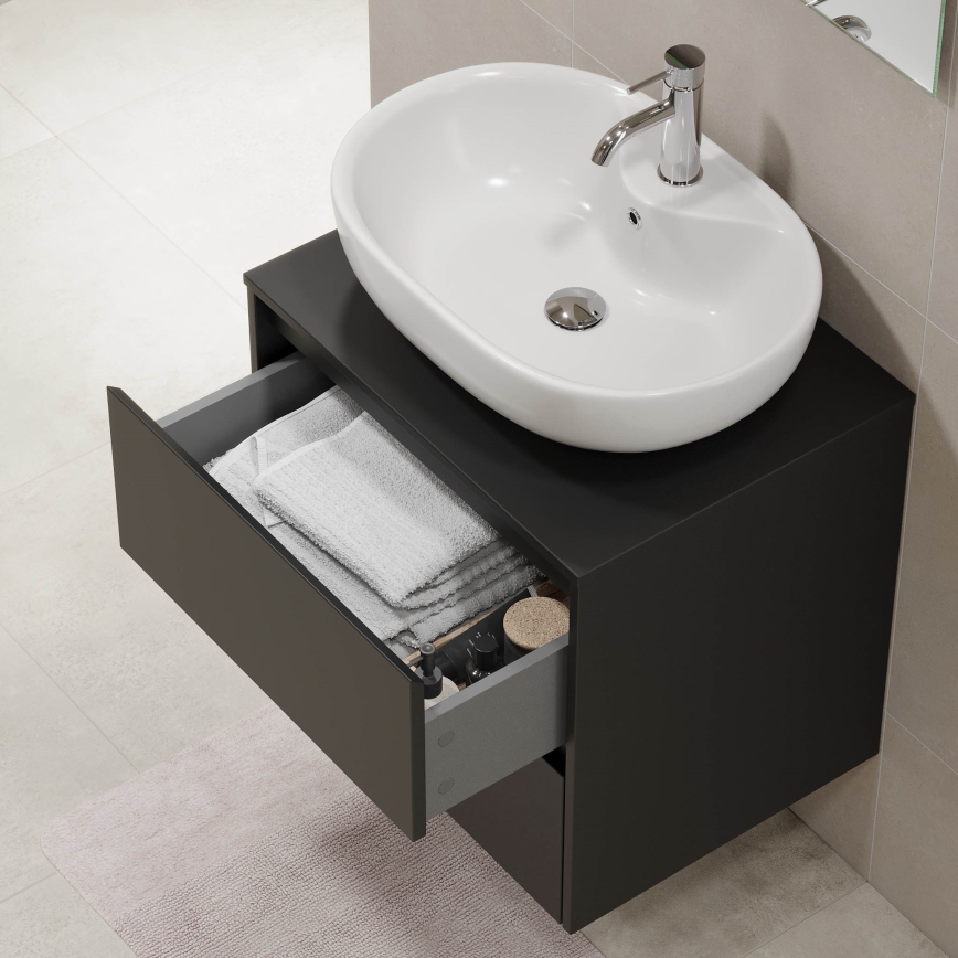 Bathroom cabinet TRONDHEIM for washbasin 60x57x46 cm black